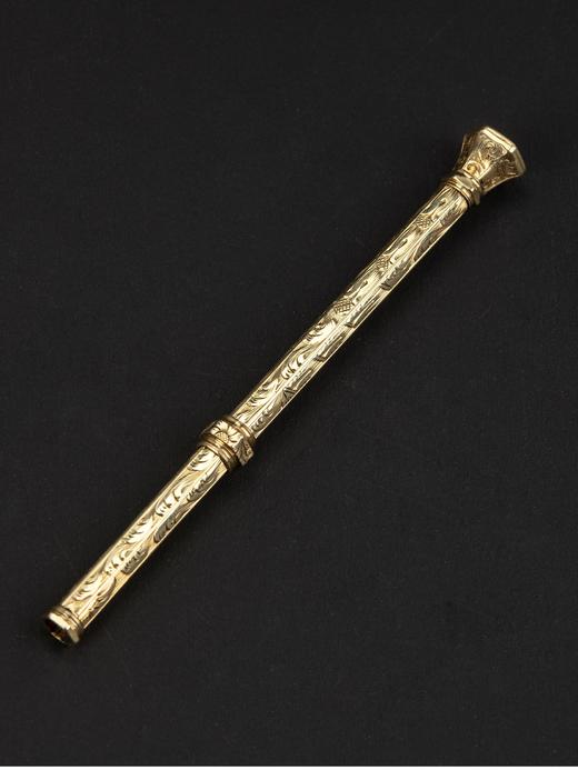 国内现货独角鹿西洋古董英国出品14k金雕花镶嵌琉璃可伸缩铅笔 商品图1