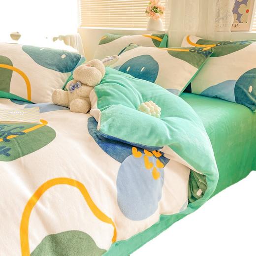 冬季牛奶绒床上用品四件套小清新法兰珊瑚绒被套加厚床单FYJ-MXG 商品图4