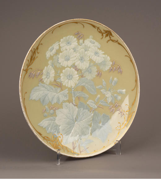 独角鹿西洋古董瓷器德国KPM Gustav Kämper雏菊描金浮雕玉石瓷盘 商品图1