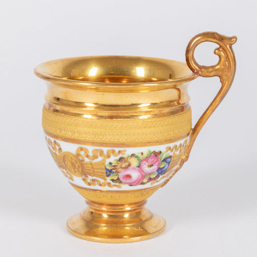 独角鹿西洋古董欧洲出品铜鎏金瓷器花卉主题下午茶双人茶具套件 商品图2