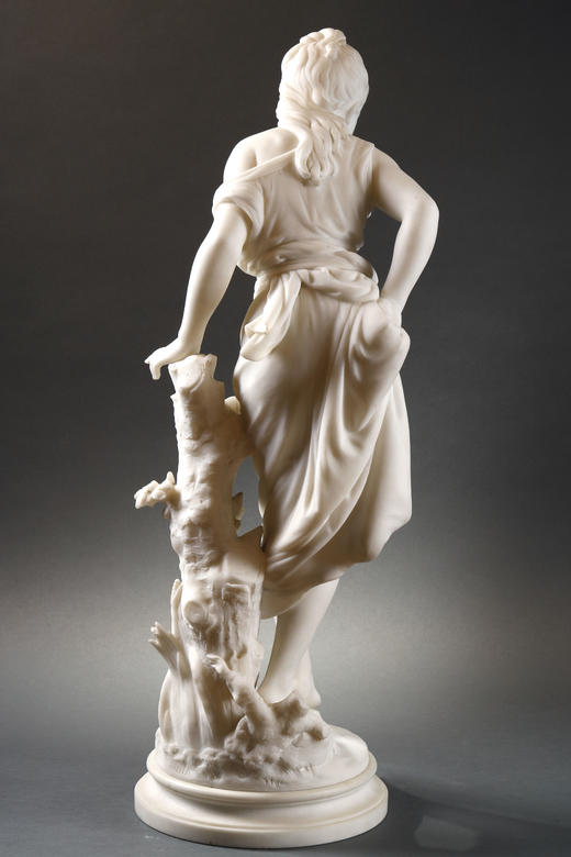 独角鹿西洋古董法国mathrin Moreau女子微笑主题雪花大理石雕像 商品图3