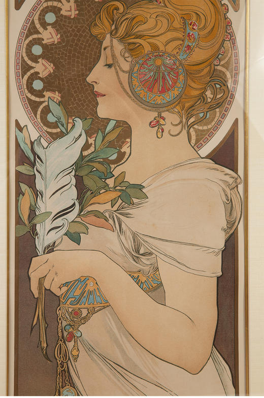 独角鹿西洋古董穆夏原版版画报春花 La Primevere与羽毛 La Plume 商品图4