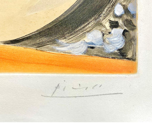 独角鹿西洋古董艺术大师毕加索创作彩色凹版蚀刻版画作品《斗牛》 商品图4