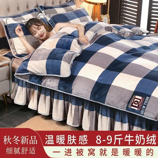 冬季牛奶绒四件套法莱绒珊瑚床上毛绒加厚双面绒高档防静电四件套 商品图1