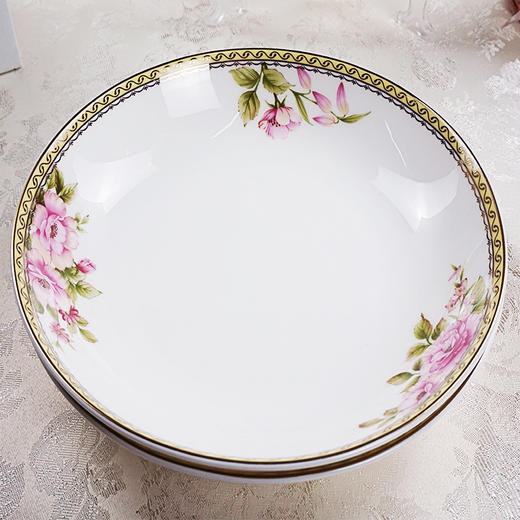 凡瑞斯骨瓷花田喜事10人用36头中餐具轻奢简约现代新中式骨瓷餐具家用套装送礼 商品图3