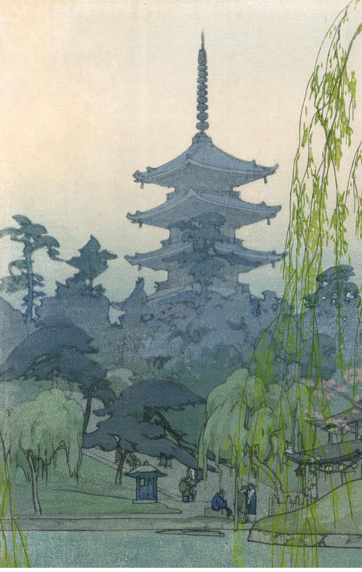 独角鹿西洋古董日本昭和时代吉田博签名新版画《猿泽池》 商品图1