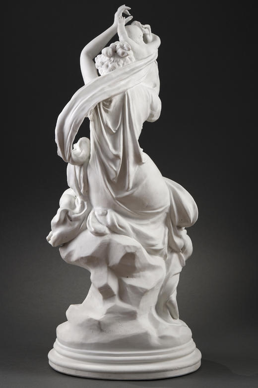 独角鹿西洋古董Carrier Belleuse素胎瓷雕塑被丘比特包围水泽仙女 商品图3