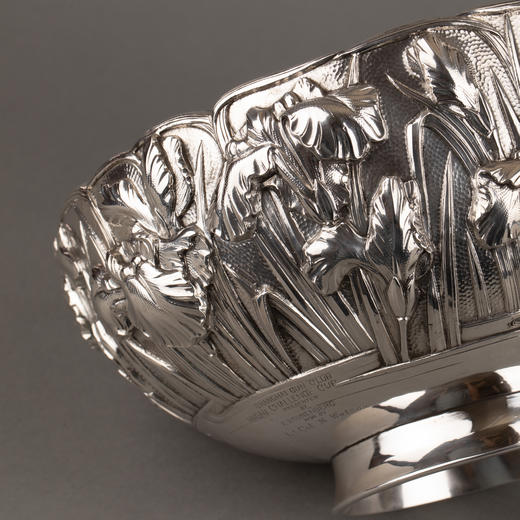 独角鹿西洋古董银器明治时期日本Kühn & Komor花鸟纯银碗 商品图3