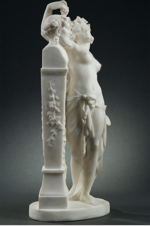 独角鹿西洋古董雕塑卡拉拉大理石《酒神女祭司与普里阿普斯》 商品图3