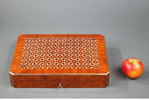 独角鹿西洋古董1852-1870年代拿破仑三世时期法国细木镶嵌游戏盒 商品图1