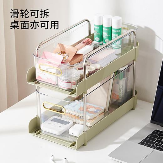 桌面化妆品大敞口收纳盒轻奢大容量抽屉式可移动置物架 商品图5
