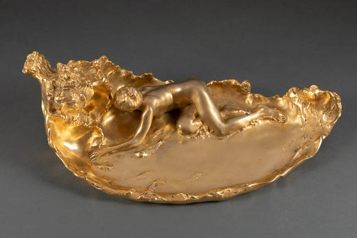 独角鹿西洋古董摆件新艺术时期Auguste Ledru铜鎏金油墨盘墨水台 商品图2