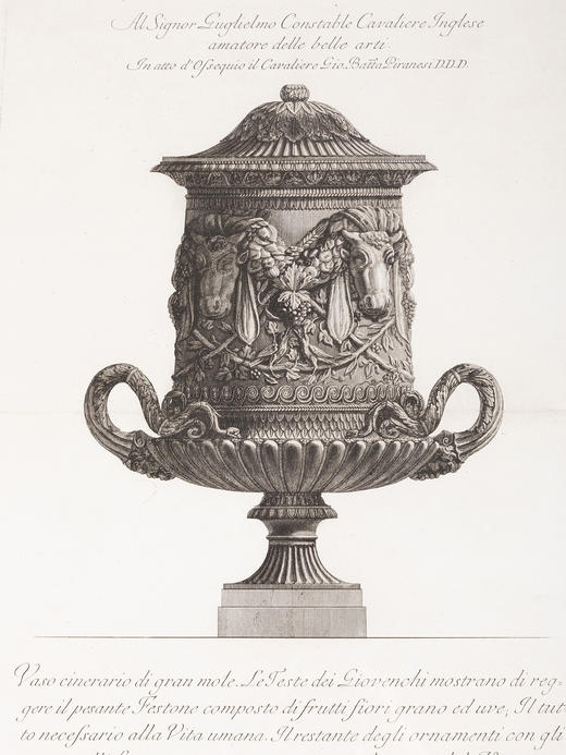 独角鹿西洋古董著名画家PIRANESI签名古典器形主题四联蚀刻版画 商品图3