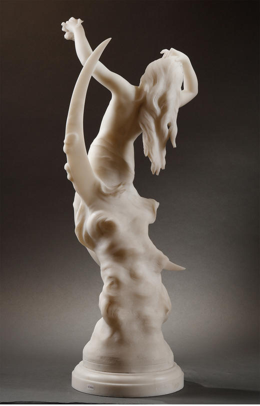 独角鹿西洋古董雕塑家CH.LEVY卡拉拉大理石雕像苏醒Le Réveil 商品图3