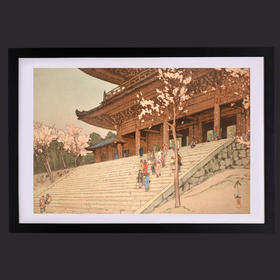 独角鹿西洋古董版画大师吉田博《神橋》《櫻八題樓門》《利根川》