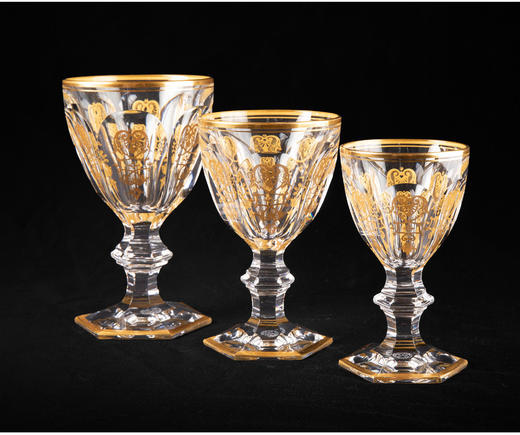 独角鹿西洋古董法国巴卡拉经典Empire系列描金花纹水晶酒具套装 商品图4