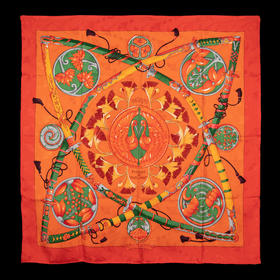 独角鹿西洋古董法国奢侈品牌设计《日出王子》主题方形丝巾