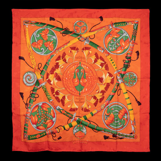 独角鹿西洋古董法国奢侈品牌设计《日出王子》主题方形丝巾 商品图0