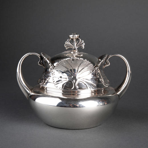 独角鹿西洋古董银器1900年代法国新艺术时期出品银制茶具套件 商品图3