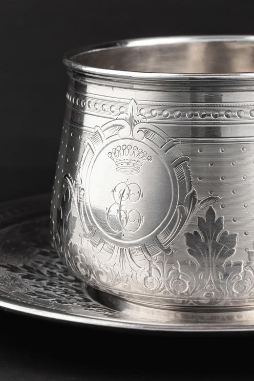 国内现货独角鹿西洋古董银器路易十六风格纯银茶杯咖啡杯早餐杯 商品图2