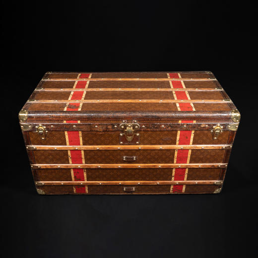 独角鹿西洋古董奢侈品牌Monogram经典老花款彩绘条纹旅行箱行李箱 商品图0