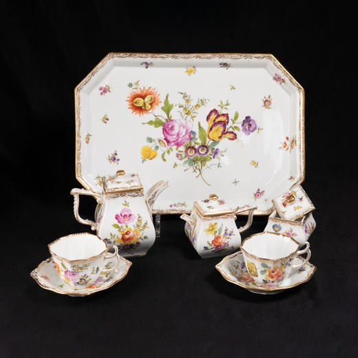 独角鹿西洋古董德国瓷窑出品手绘花卉主题双人下午茶瓷器套装 商品图1