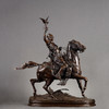 独角鹿西洋古董雕塑家P. J. MENE. 青铜雕塑马背上的阿拉伯猎鹰人 商品缩略图0