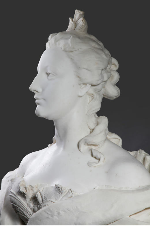 独角鹿西洋古董雕塑意大利卡拉拉大理石贵族妇女半身雕像 商品图3