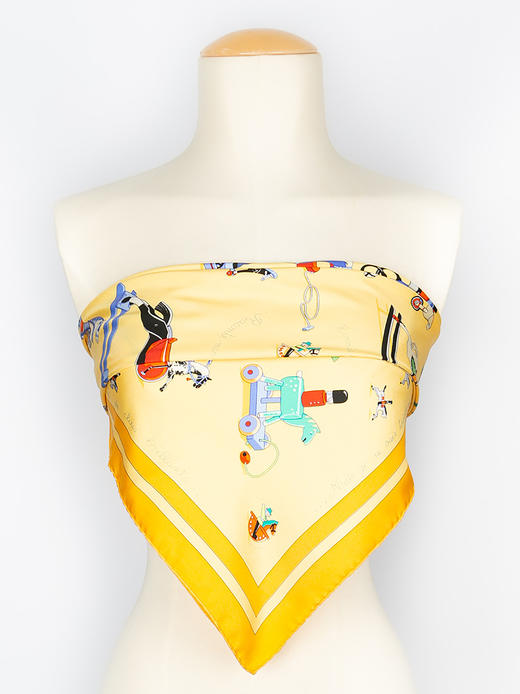 独角鹿西洋古董法国品牌斜纹方巾Raconte Moi Le Cheval-马的故事 商品图2