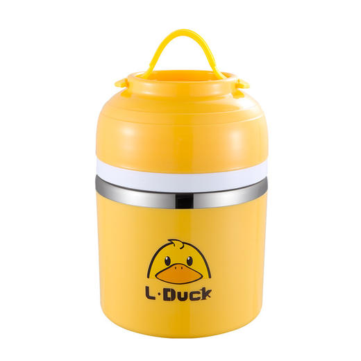 「双层早餐杯！黄鸭萌宠款」304不锈钢黄鸭汤杯 便携粥杯儿童学生便当饭盒可爱早餐杯餐饮用具 商品图4