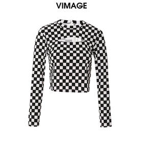  VIMAGE纬漫纪春季新款黑白棋格小上衣VA2313101