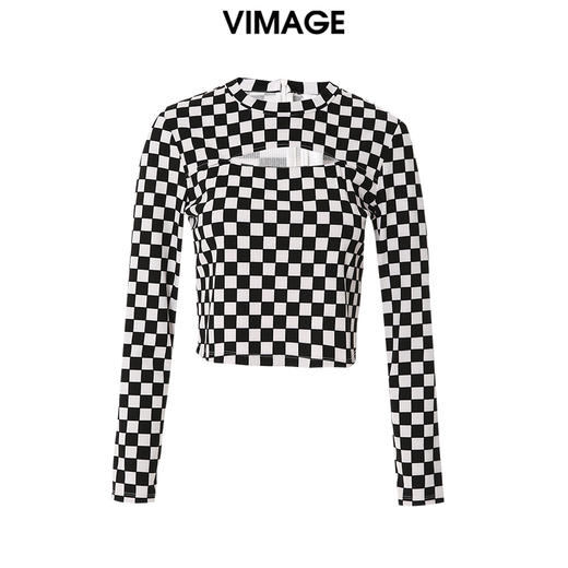  VIMAGE纬漫纪春季新款黑白棋格小上衣VA2313101 商品图0