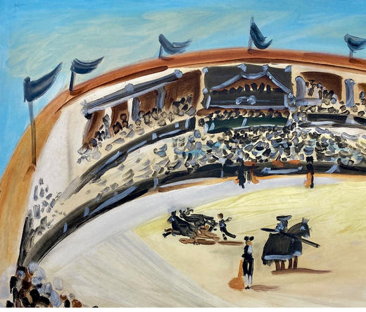 独角鹿西洋古董艺术大师毕加索创作彩色凹版蚀刻版画作品《斗牛》 商品图1