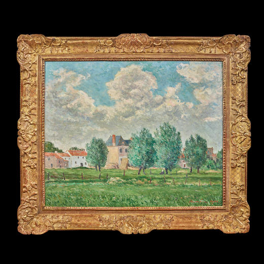 独角鹿西洋古董画家Maufra签名油画作品La Martinière小镇风光 商品图0