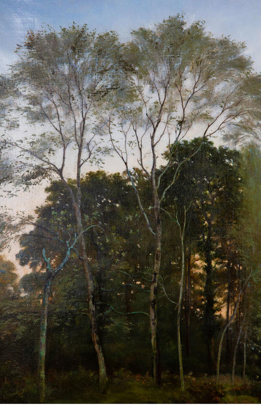 独角鹿西洋古董法国画家VILLARD签名风景布面油画《黄昏》 商品图3