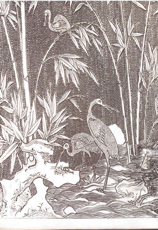 独角鹿西洋古董中国外销银器工坊WANG HING & CO传统竹鸟纯银托盘 商品图4