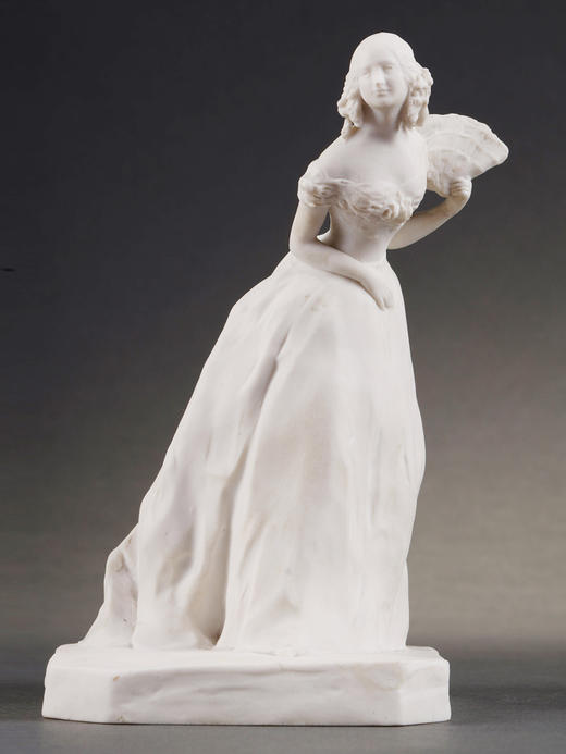 独角鹿西洋古董塞弗尔雕塑家设计素胎瓷贵族淑女人物雕像一组 商品图3
