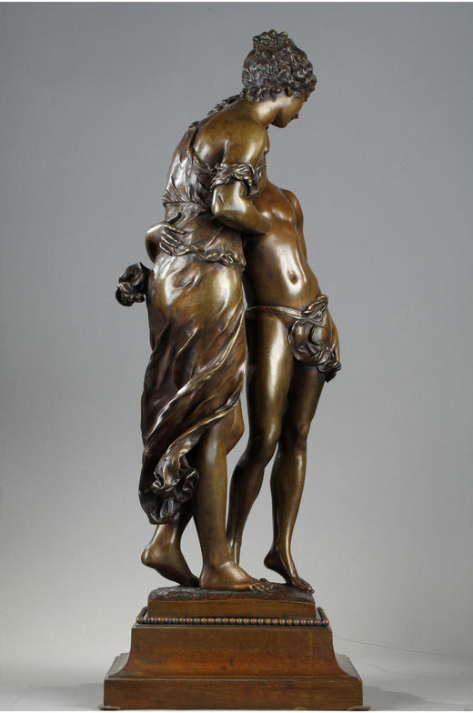 独角鹿西洋古董雕塑法国著名雕塑家签名爱神主题青铜雕塑《秘密》 商品图1