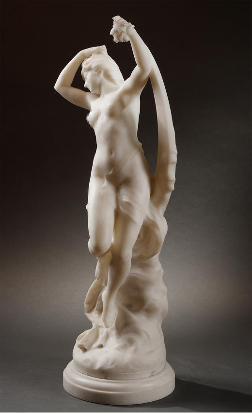 独角鹿西洋古董雕塑家CH.LEVY卡拉拉大理石雕像苏醒Le Réveil 商品图1