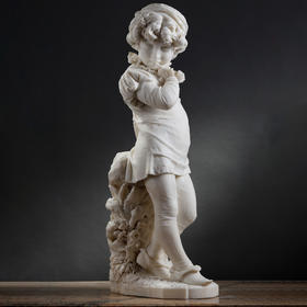 独角鹿西洋古董Q.Tempra新文艺复兴风卡拉拉大理石雕塑《小王子》