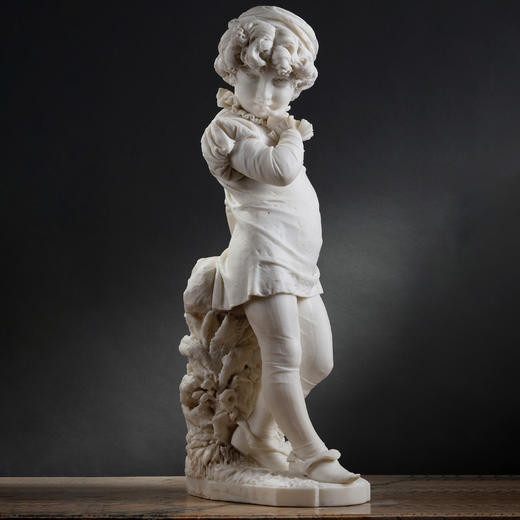 独角鹿西洋古董Q.Tempra新文艺复兴风卡拉拉大理石雕塑《小王子》 商品图0