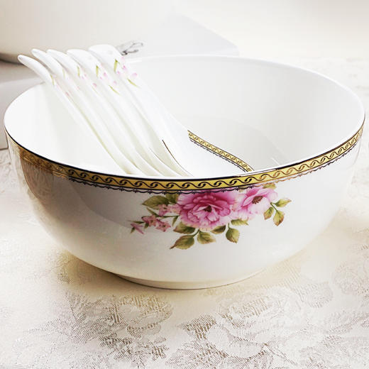 凡瑞斯骨瓷花田喜事10人用36头中餐具轻奢简约现代新中式骨瓷餐具家用套装送礼 商品图2