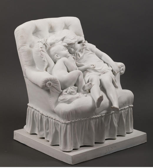 独角鹿西洋古董法国雕塑家设计创作人物主题素胎瓷雕塑《巢》 商品图2