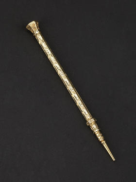 国内现货独角鹿西洋古董英国出品14k金雕花镶嵌琉璃可伸缩铅笔