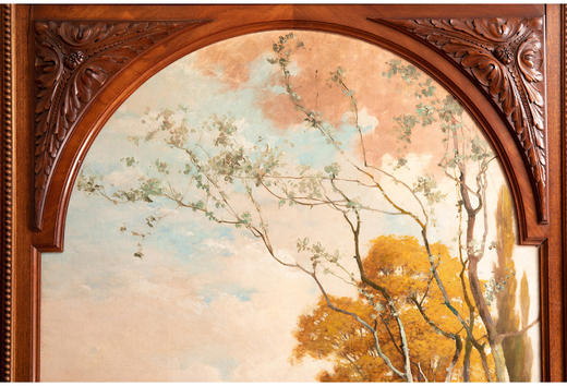 独角鹿西洋古董法国画家J. Georges风景布面油画金林秋波独钓人 商品图2