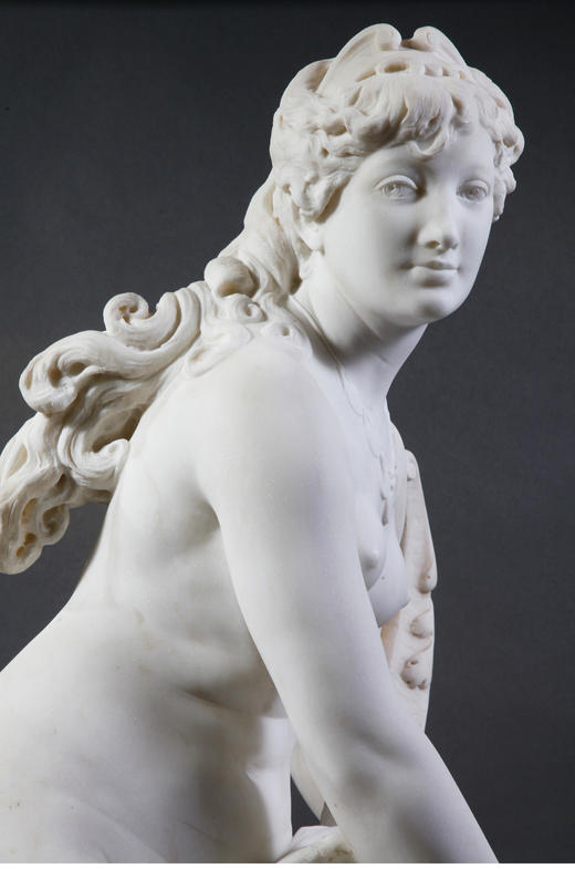 独角鹿西洋古董法国雕塑家G. Deloye卡拉拉大理石雕塑财富的寓言 商品图3