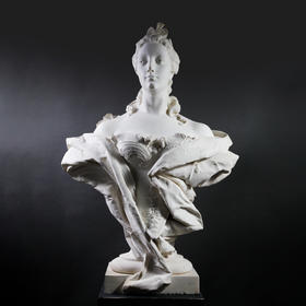 独角鹿西洋古董雕塑意大利卡拉拉大理石贵族妇女半身雕像