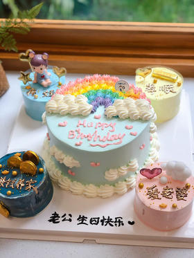 六寸彩虹蛋糕➕四个四寸奶油蛋糕 下单前请仔细阅读商品详情