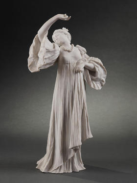 独角鹿西洋古董法国雕塑家新艺术风塞弗尔素胎瓷雕塑头戴雏菊舞者