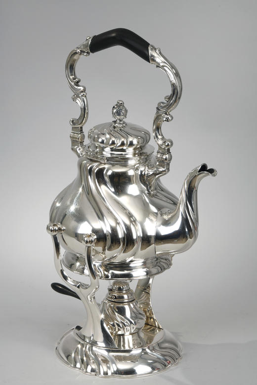 独角鹿西洋古董1880年代德国BEHRND HERMANN在德累斯顿出品镀暖壶 商品图2